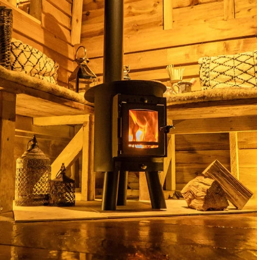 6m Blue Bohemian Better Bell & Free Wood Burning Stove